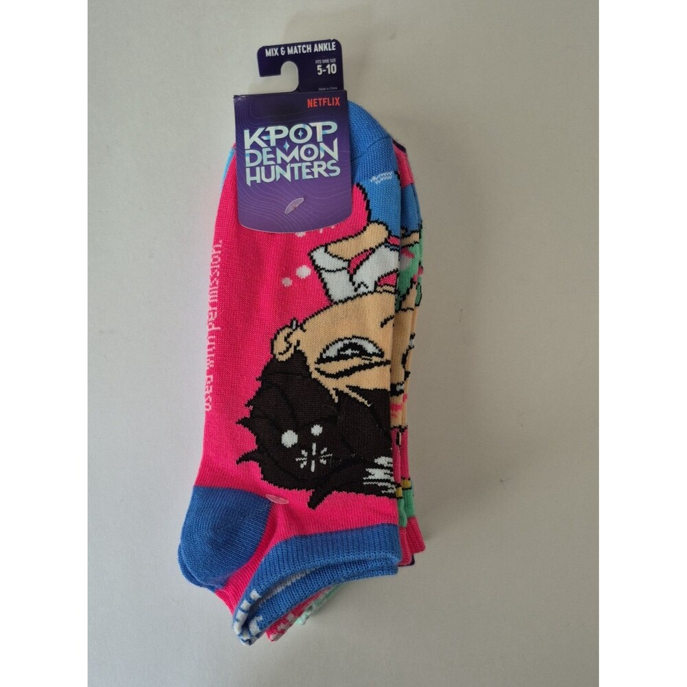 Netflix K-Pop Demon Hunters 5 PRS of Character Low Cut Crew Socks Fits Shoe 5-10